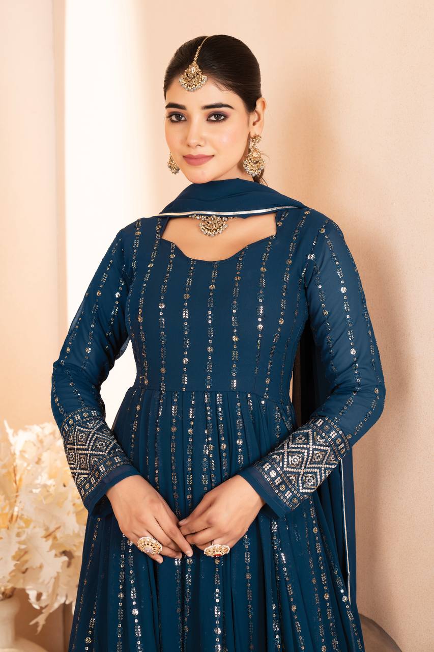 Neha Crafted Zarista Blue Anarkali Suit