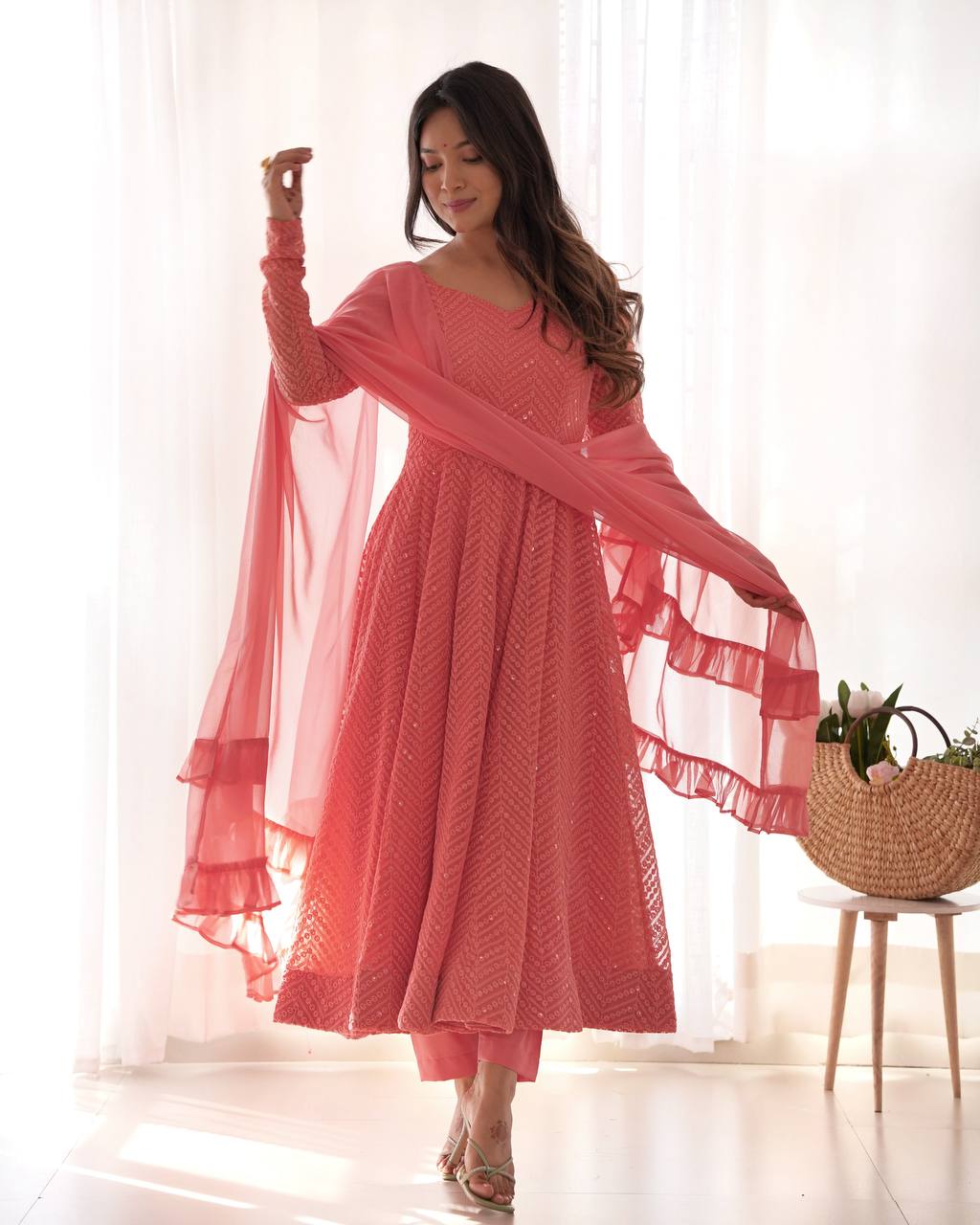 RaniI Ruffled Flared Anarkali Set