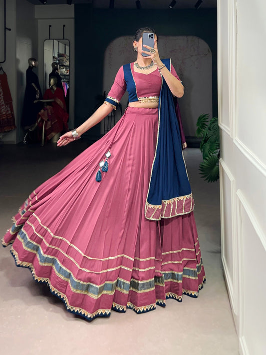 Trisha Wine Rayon Lehenga with Lovely Blue Dupatta