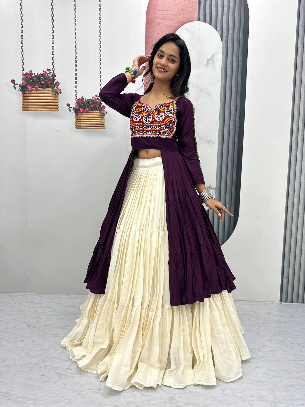 Kutchi Embroidered Crop Top Navratri & Festive Designer Set Regular