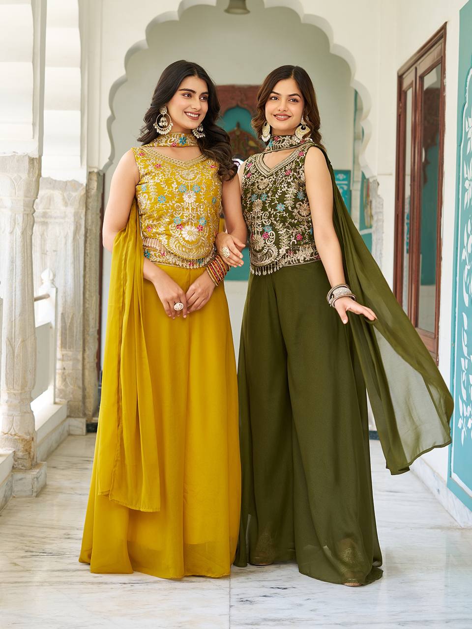 Haldi With Mahendi Tradition Meets Palazzo Suit