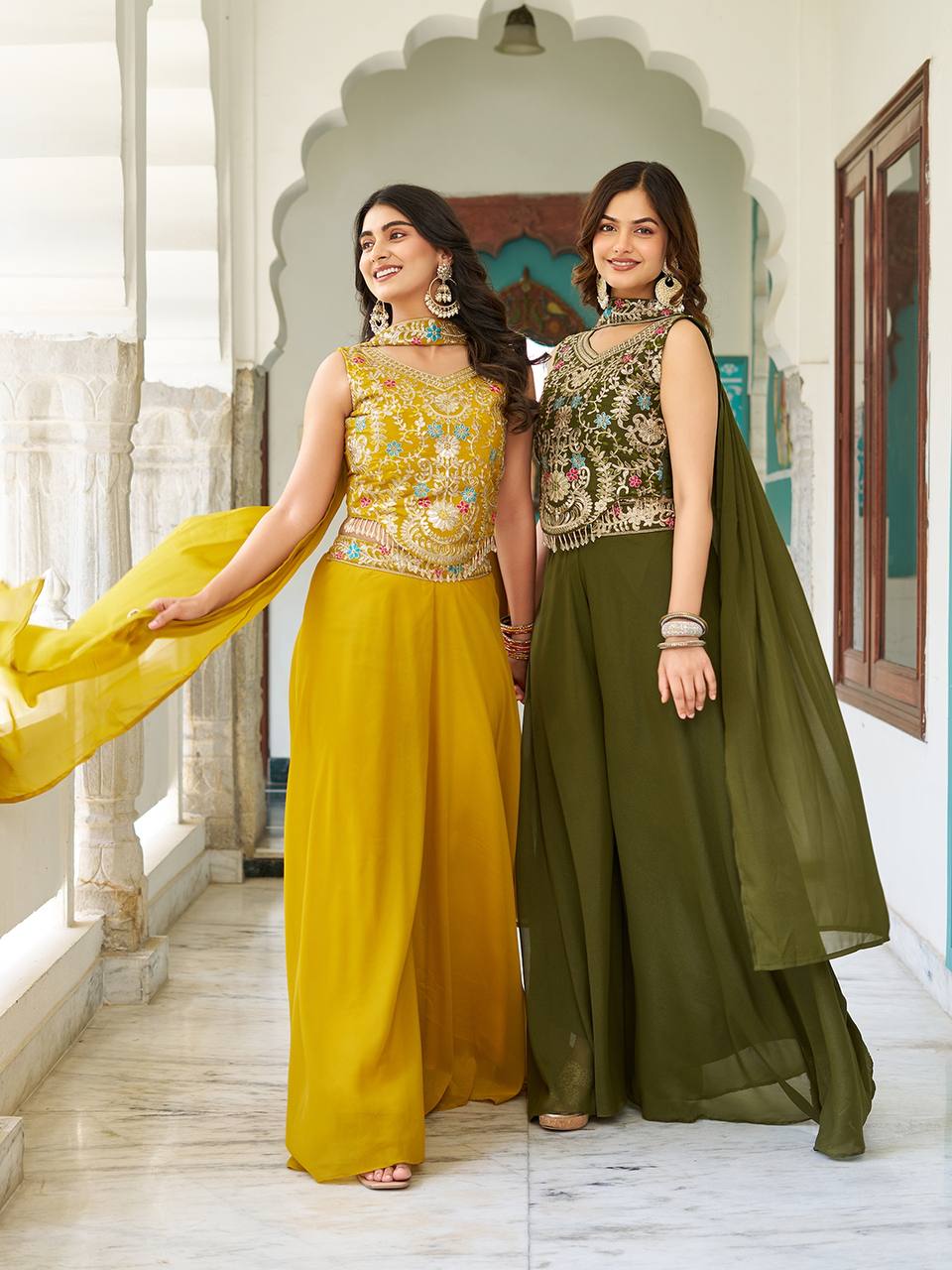 Haldi With Mahendi Tradition Meets Palazzo Suit