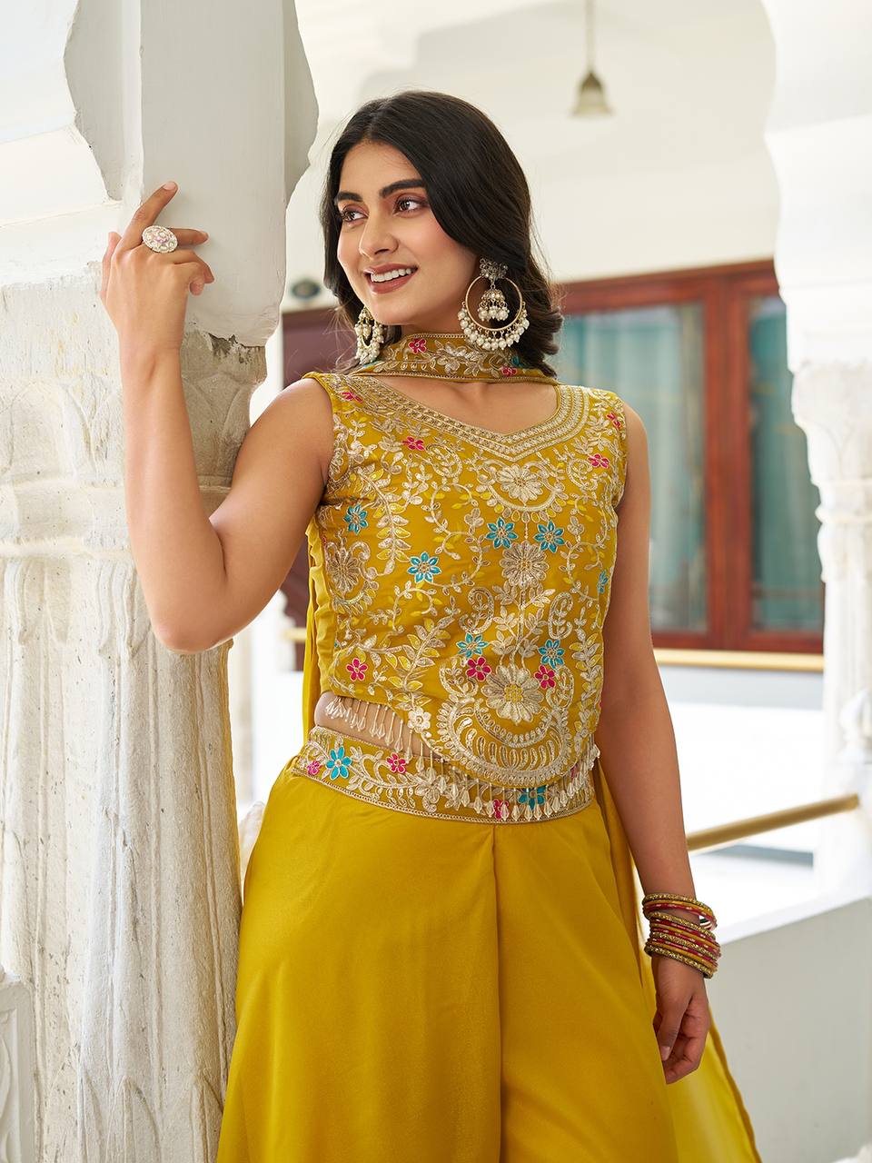 Haldi With Mahendi Tradition Meets Palazzo Suit