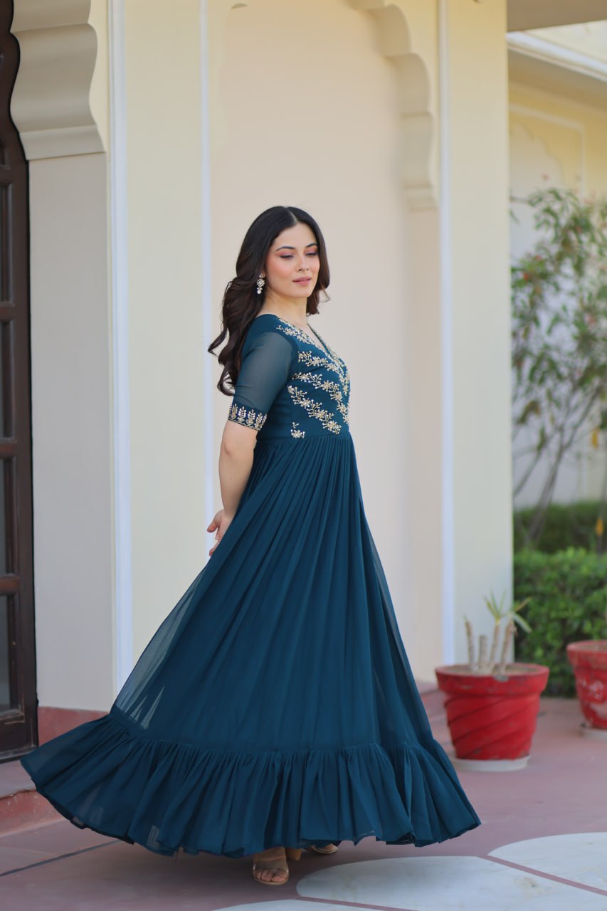 Aayna Elegant Bloom Anarkali Dress