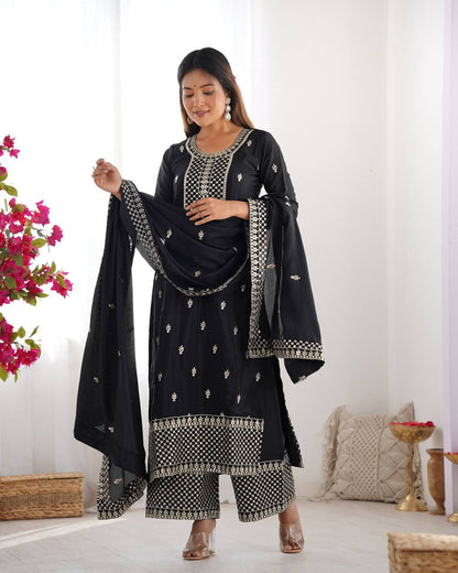 Lovely Pure Chinon Silk Fabric Kurta Set