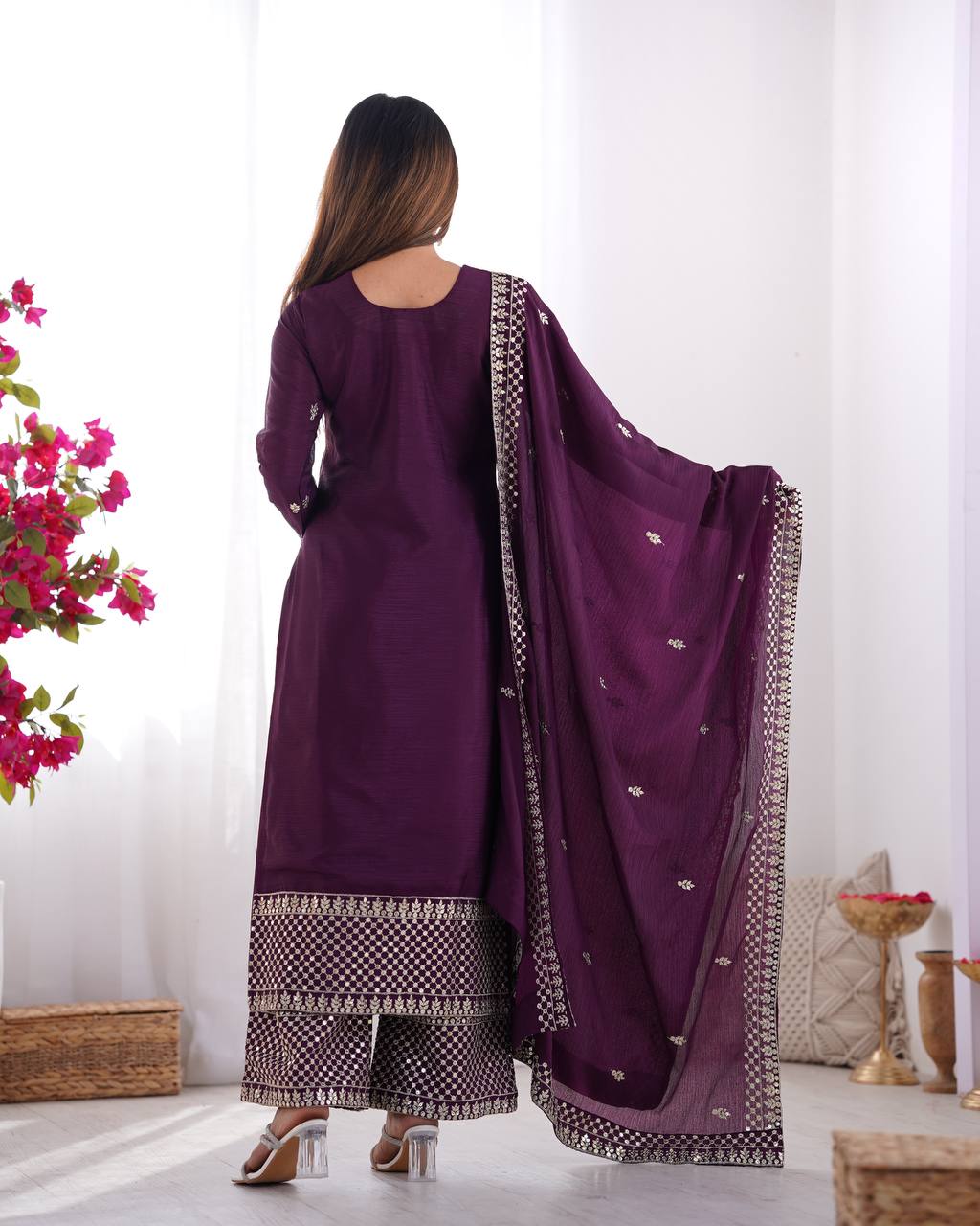 Lovely Pure Chinon Silk Fabric Kurta Set