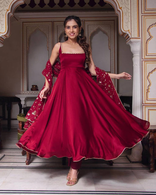 Kavyani Anarkali Set with Floral Sequin Dupatta