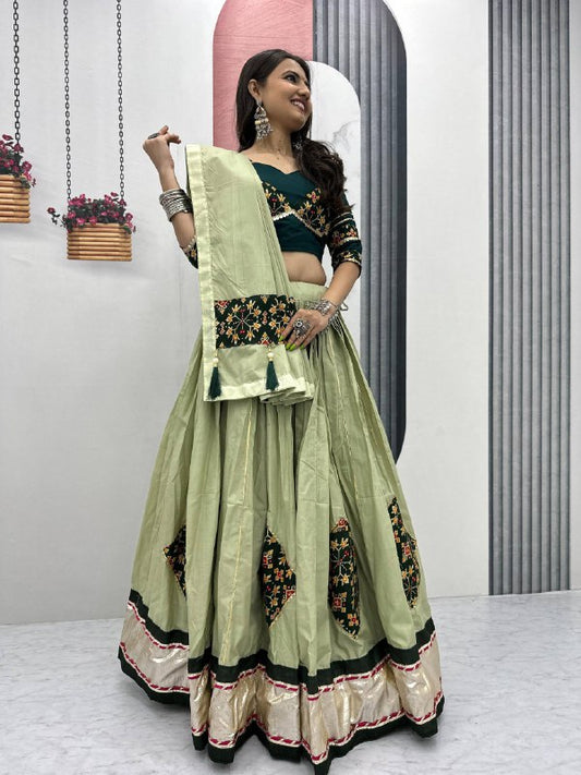 Ruhani Nazakat Mirror Motif Magic in Purple And Olive Lehenga