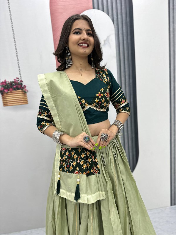 Ruhani Nazakat Mirror Motif Magic in Purple And Olive Lehenga