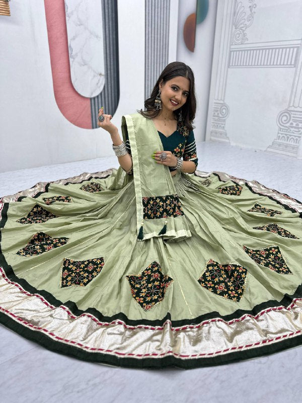 Ruhani Nazakat Mirror Motif Magic in Purple And Olive Lehenga