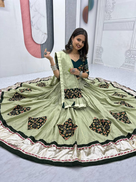 Ruhani Nazakat Mirror Motif Magic in Purple And Olive Lehenga