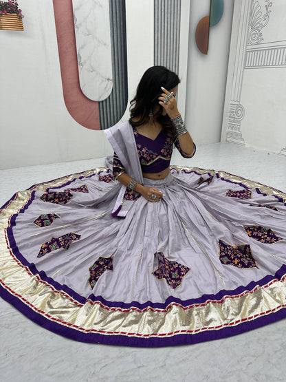 Ruhani Nazakat Mirror Motif Magic in Purple And Olive Lehenga