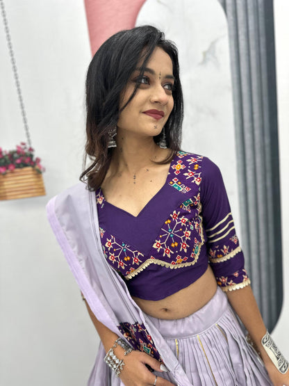 Ruhani Nazakat Mirror Motif Magic in Purple And Olive Lehenga