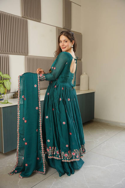 Mahi Noha Crush Silk Designer Gown Set