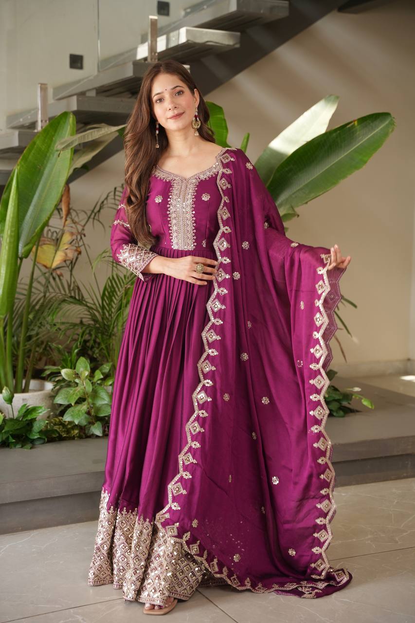 Adira Designer Noha Crush Silk Party Wear Gown