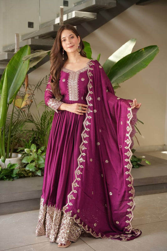 Adira Designer Noha Crush Silk Party Wear Gown
