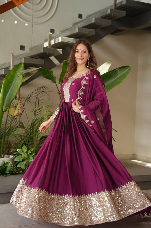 Adira Designer Noha Crush Silk Party Wear Gown