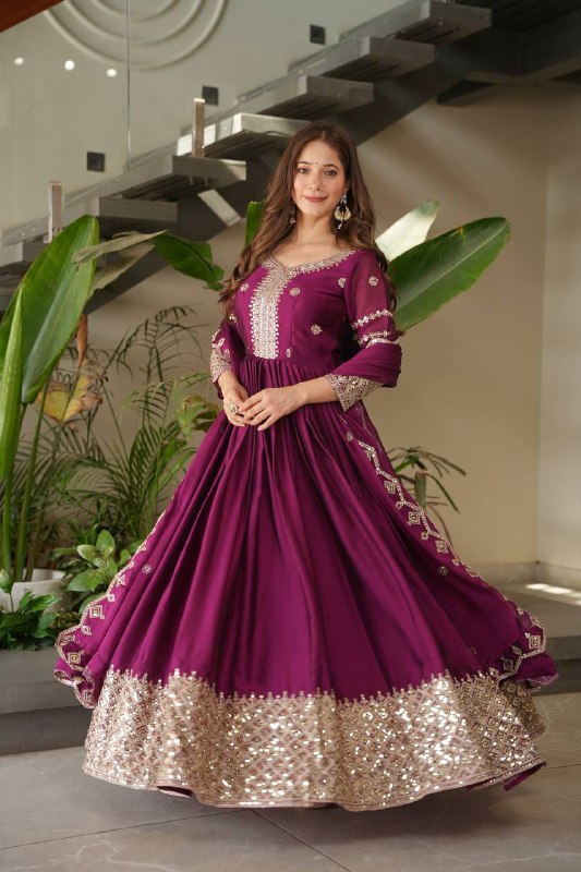Adira Designer Noha Crush Silk Party Wear Gown