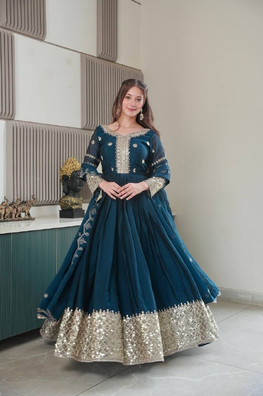 Adira Designer Noha Crush Silk Party Wear Gown