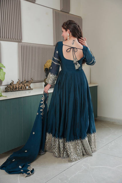 Adira Designer Noha Crush Silk Party Wear Gown