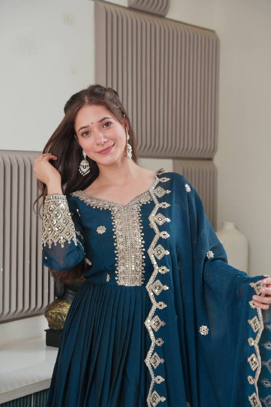Adira Designer Noha Crush Silk Party Wear Gown