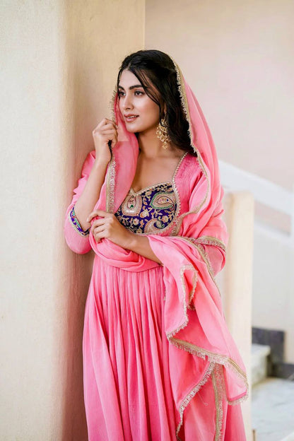 Trisha Crunchy Silk Designer Gown Set