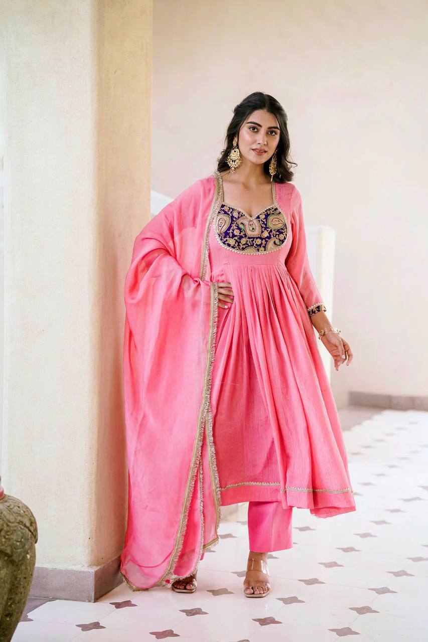 Trisha Crunchy Silk Designer Gown Set