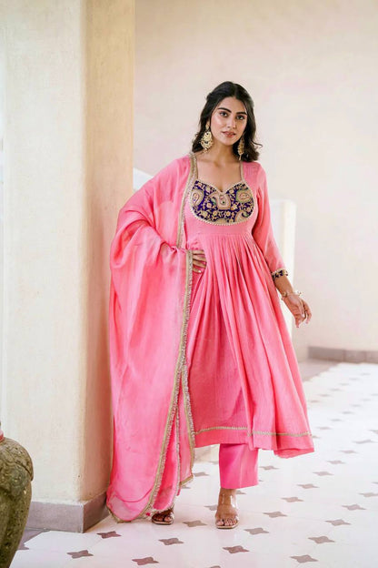 Trisha Crunchy Silk Designer Gown Set