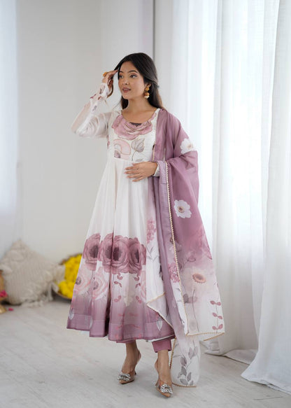 Ruby Blush Rose Anarkali Gown Set