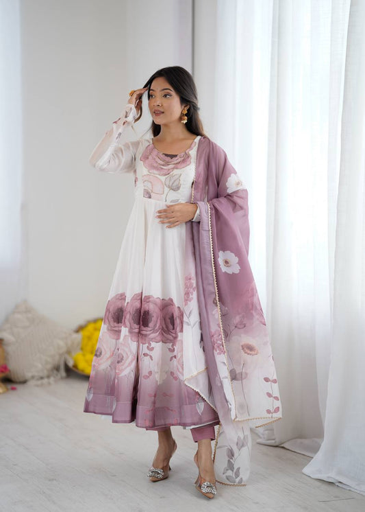 Ruby Blush Rose Anarkali Gown Set