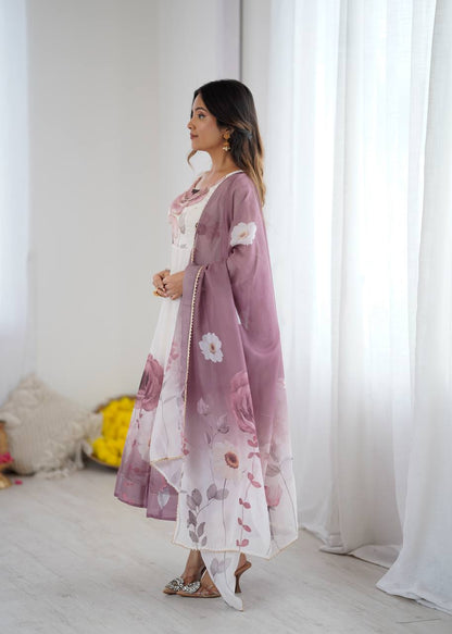 Ruby Blush Rose Anarkali Gown Set