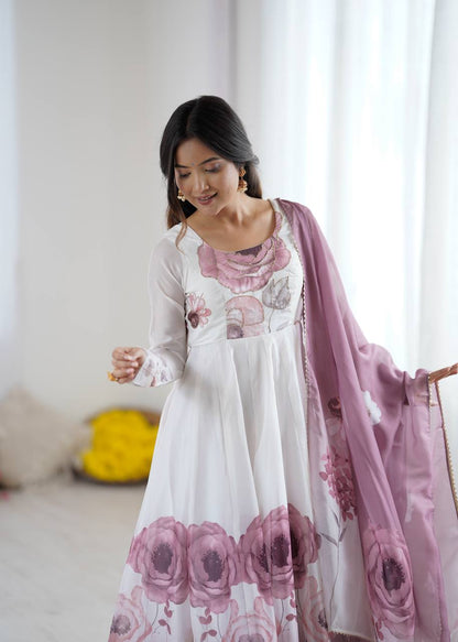 Ruby Blush Rose Anarkali Gown Set