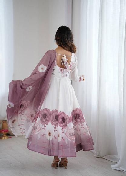 Ruby Blush Rose Anarkali Gown Set