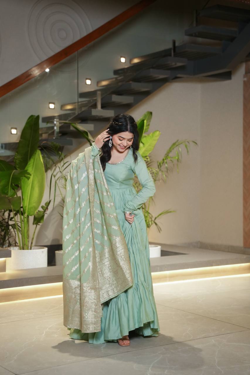 Ruhi Gorgeous Designer Romansilk Chanderi Beautifull Anarkali