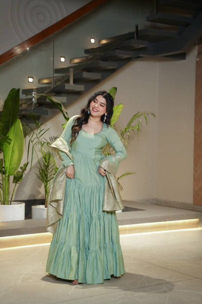 Ruhi Gorgeous Designer Romansilk Chanderi Beautifull Anarkali