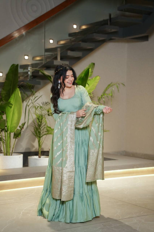 Ruhi Gorgeous Designer Romansilk Chanderi Beautifull Anarkali