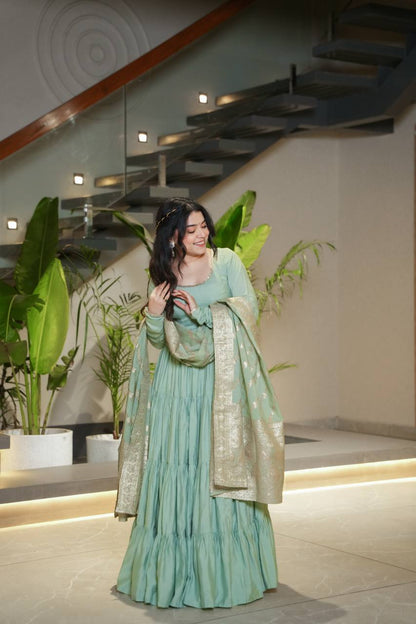 Ruhi Gorgeous Designer Romansilk Chanderi Beautifull Anarkali