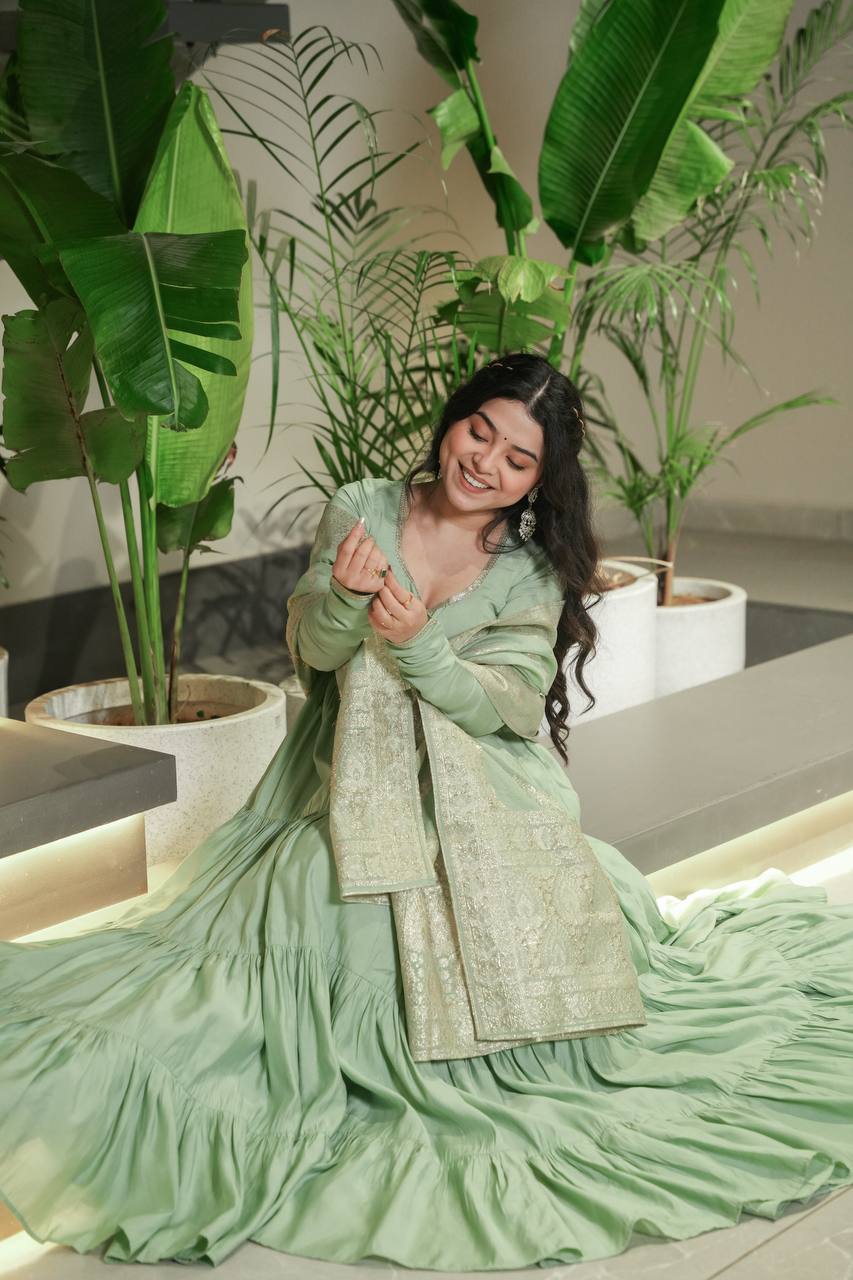 Ruhi Gorgeous Designer Romansilk Chanderi Beautifull Anarkali