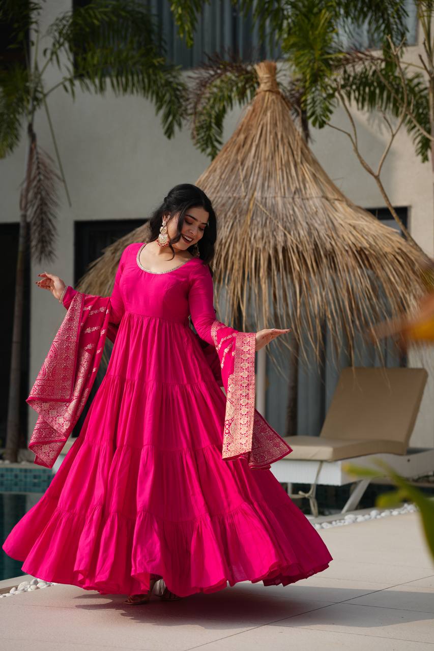 Ruhi Gorgeous Designer Romansilk Chanderi Beautifull Anarkali