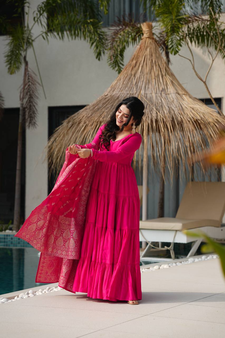 Ruhi Gorgeous Designer Romansilk Chanderi Beautifull Anarkali