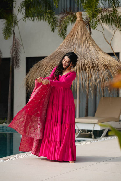 Ruhi Gorgeous Designer Romansilk Chanderi Beautifull Anarkali