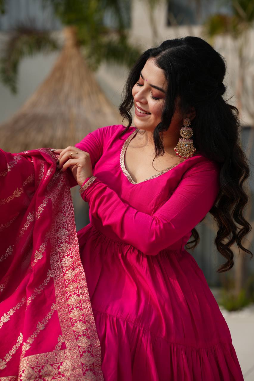 Ruhi Gorgeous Designer Romansilk Chanderi Beautifull Anarkali