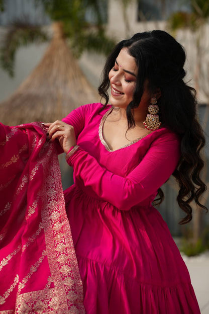 Ruhi Gorgeous Designer Romansilk Chanderi Beautifull Anarkali