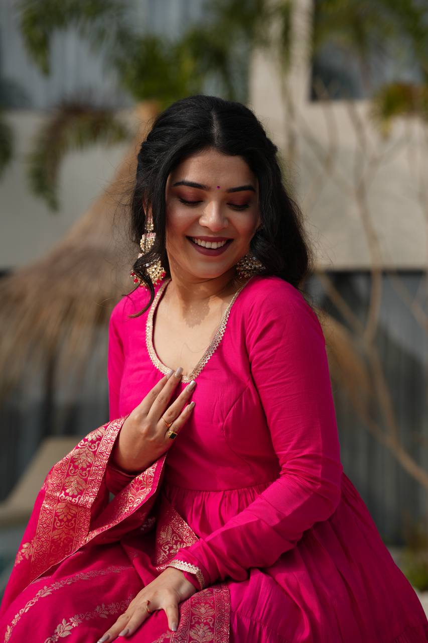 Ruhi Gorgeous Designer Romansilk Chanderi Beautifull Anarkali