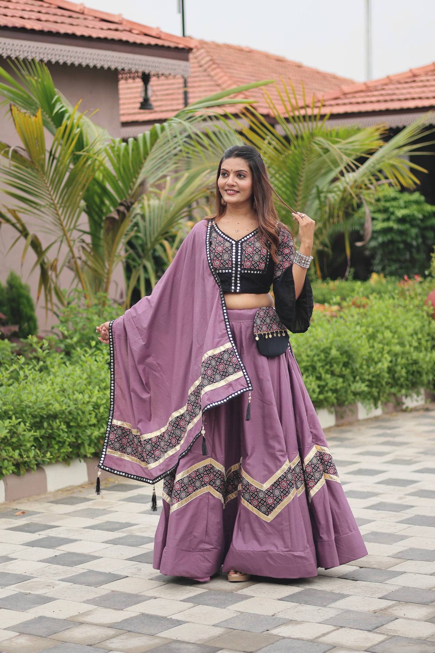 Suhana Navratri Ajarakh Work Lehenga choli