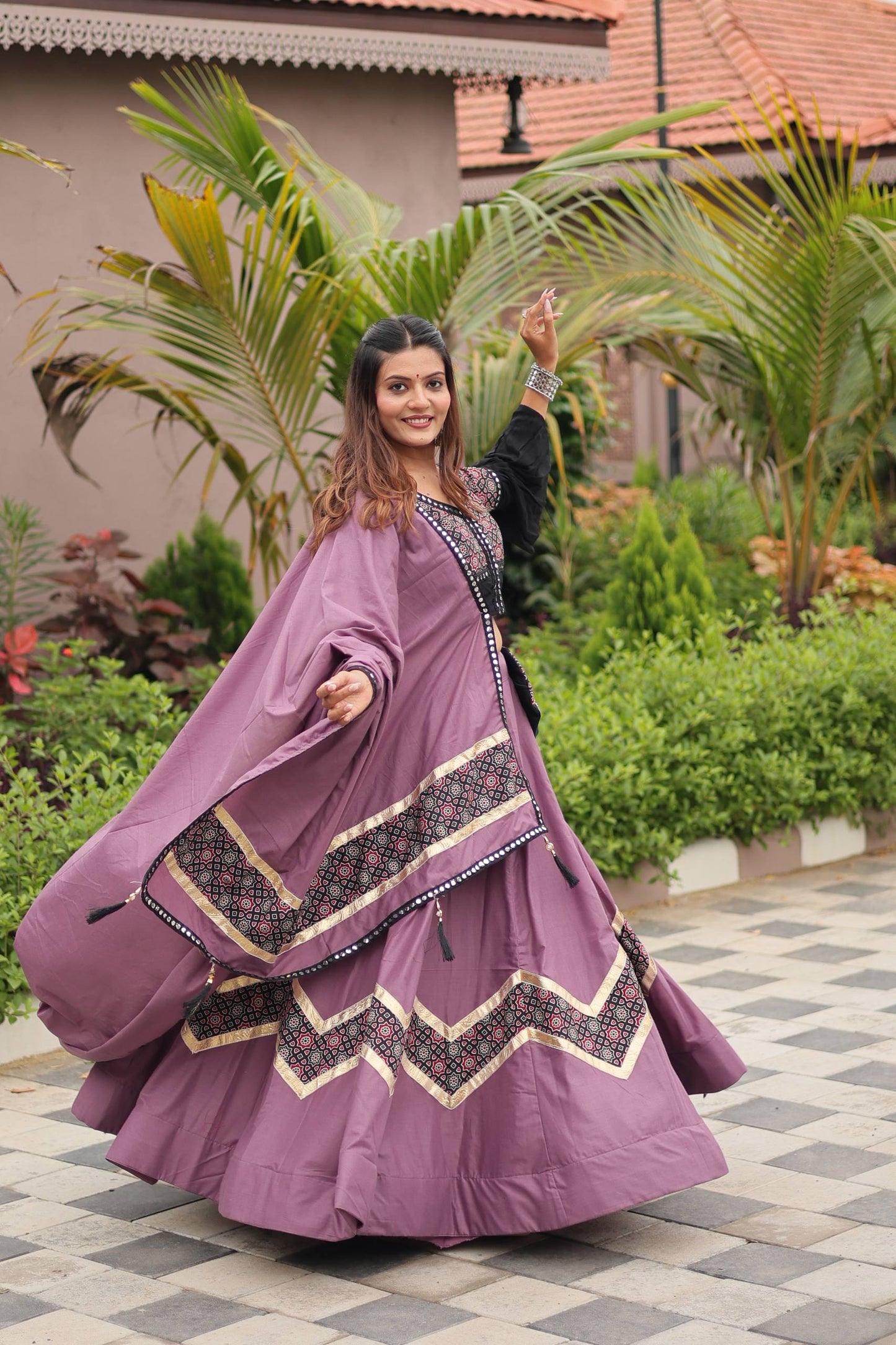 Suhana Navratri Ajarakh Work Lehenga choli