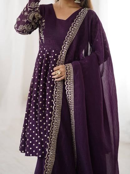 Pankhudi Embroidery Sequence Work Suit Set