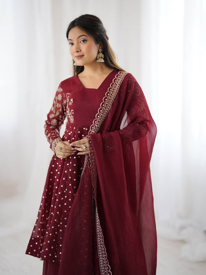 Pankhudi Embroidery Sequence Work Suit Set