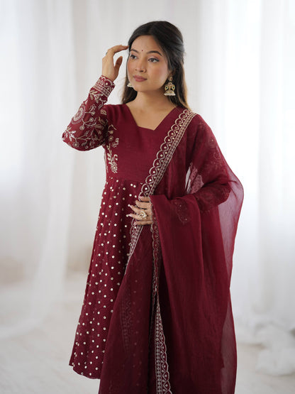 Pankhudi Embroidery Sequence Work Suit Set