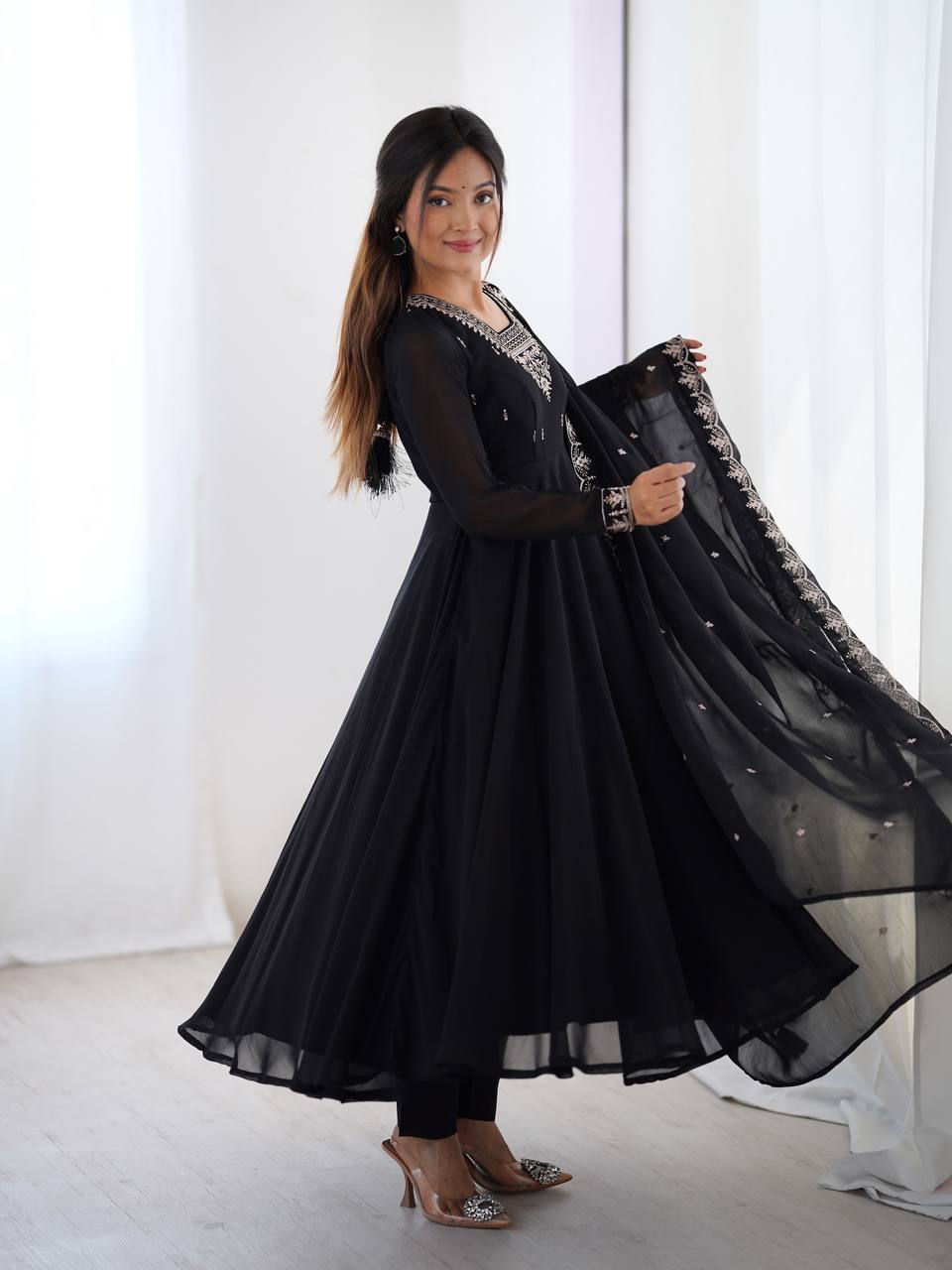 Krisha Heritage Embroidered Georgette Anarkali Set